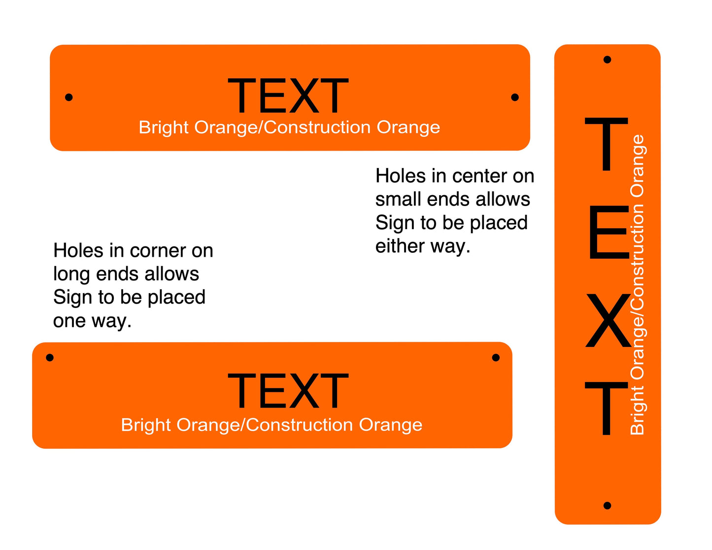12" X 6" Bright Orange / Construction Orange Aluminum Sign Blank