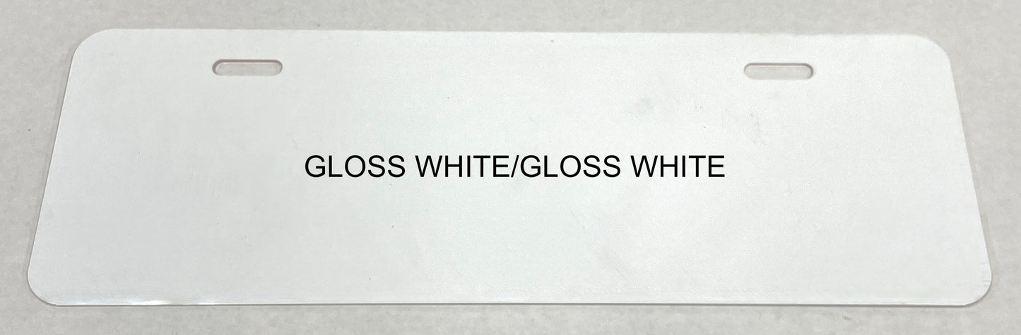 Gloss White/Gloss White .040 Aluminum Half License Plate