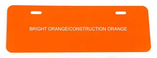 Bright Orange/Construction Orange .040 Aluminum Half License Plate