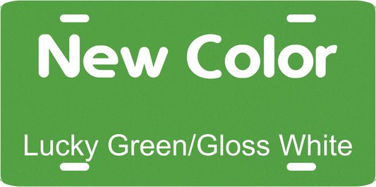 Lucky Green/Gloss White .040 Aluminum License Plate
