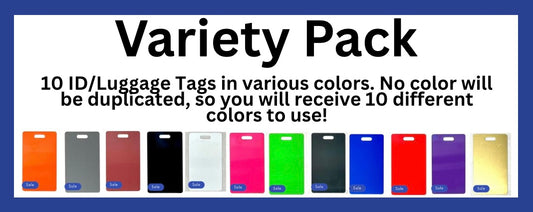 3.5" X 2" Aluminum ID/Luggage Tag- 10 pack (Variety Color Pack)