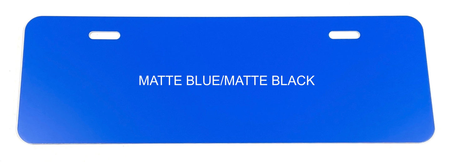 Matte Blue/Matte Black .040 Aluminum Half License Plate