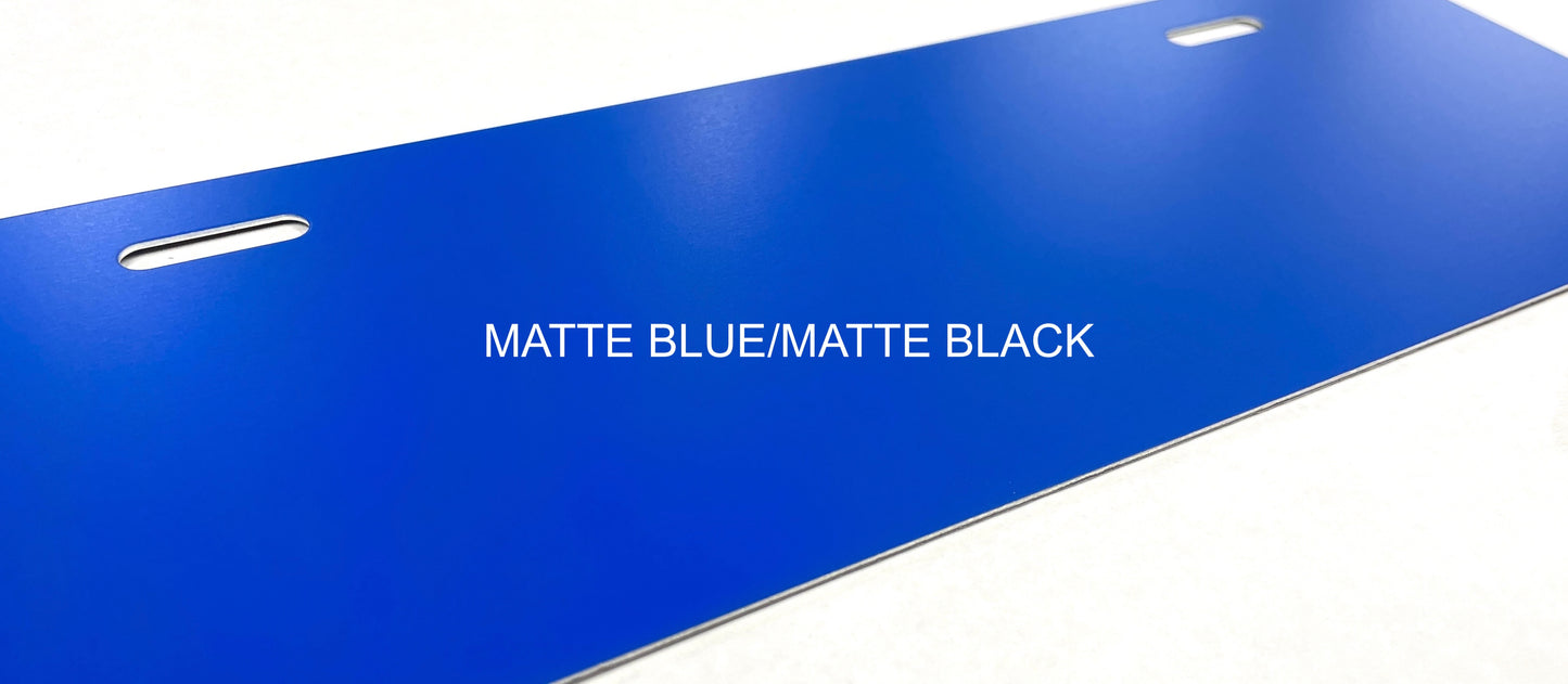 Matte Blue/Matte Black .040 Aluminum Half License Plate