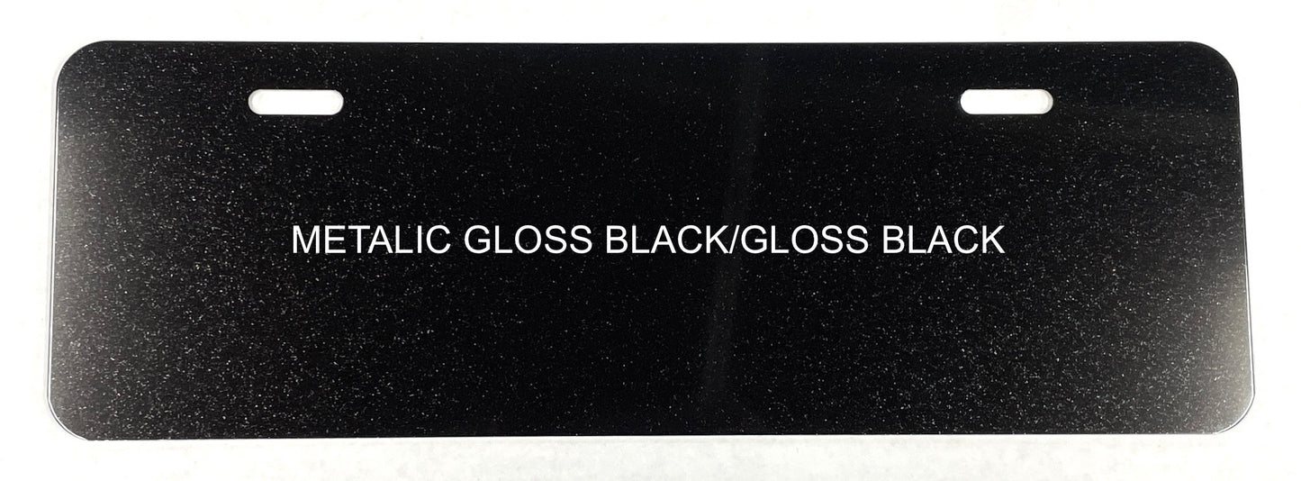 Metallic Gloss Black/Gloss Black .040 Aluminum Half License Plate