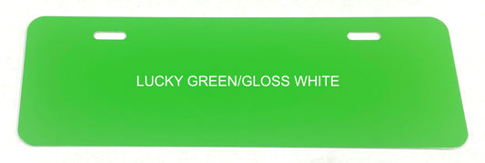 Lucky Green/Gloss White .040 Aluminum Half License Plate