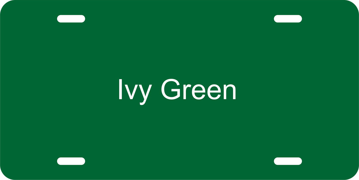 Ivy Green/Ivy Green .040 Aluminum License Plate